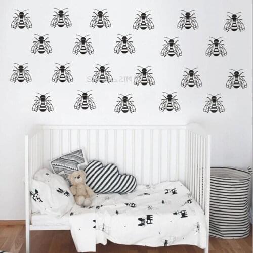 DIY Honey Bees Wall Stickers For Kids Room Merry Christmas Baby Wall Decals Home Decor Living Room Bedroom Vinilos Parede D993