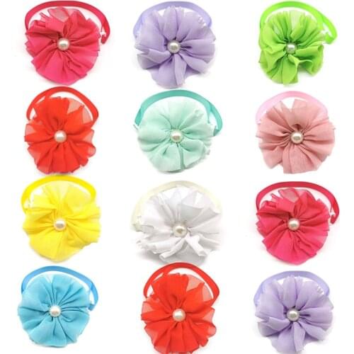 50pcs Pet Puppy Dog Bow Ties Chiffon Dog Bowtie Small Middle Dog Bowtie Collar Dog Grooming Accessories Pet Supplies