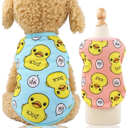 Summer Pet Clothes Dog Cat Breathable Mesh T-shirt Cartoon Printed Dog Vest For Small Medium Dogs Pet Supplies Puppy Vest Shirts
