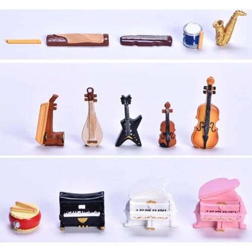 Mini Retro Simulation Musical Instrument Piano Violin Guitar Dollhouse Ornaments Model Landscaping Decorations Crafts Miniature