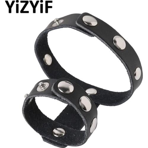 Harness Men Adjustable Genuine Leather Two-ring Penis Testicle Cage Cock Sexy Ring Erection Enhancing Exotic Harness Belt Rings