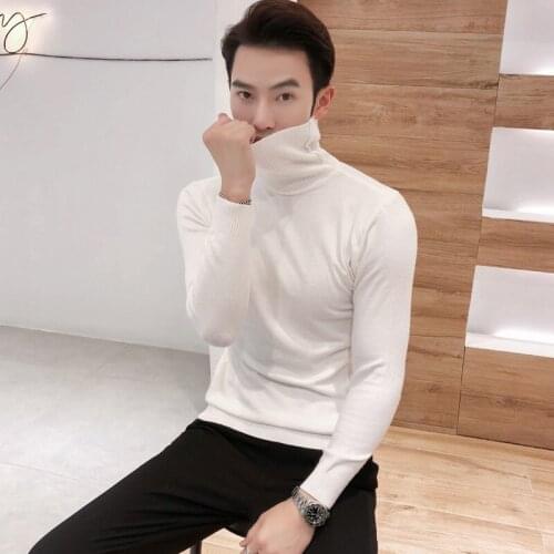 2020 Mens Autumn Winter New Men Male Turtleneck Sweaters Sexy Knitted Pullovers Solid Color Casual Sweater Knitwear