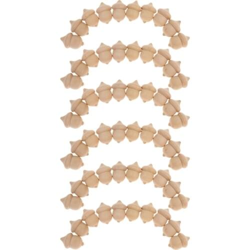 Pack of 60 Unfinished Blank Wooden Acorns Wedding Party Ornament Charms Pendant Decoration DIY Craft