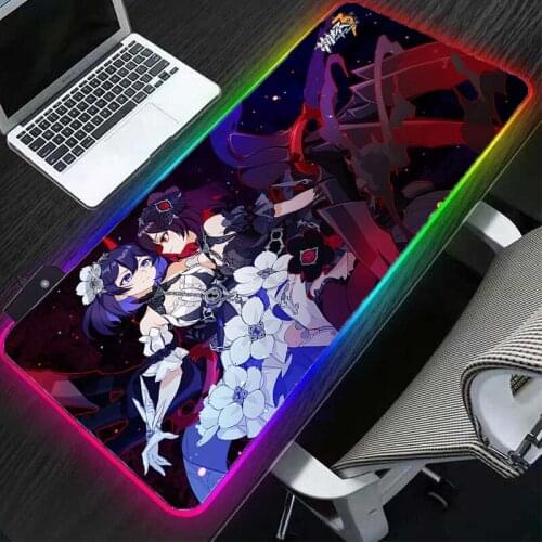 Anime rgb non-slip desk mat extended mousepad led gaming mouse pad soft computer mouse mat home mousemat XXL