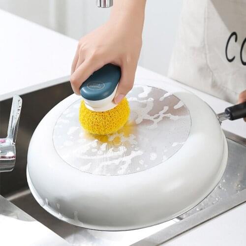 New Kitchen Washing Brush Pot Pan Dish Bowl Nanometer Cleaning Ball Handle Kitchen Cleaning Brush Decontamination Cleaning Tool