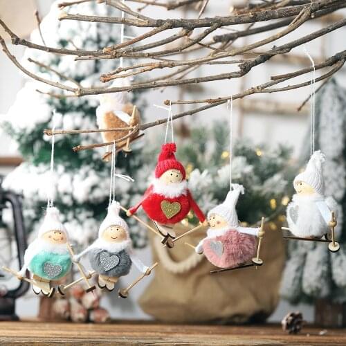 Christmas New Pompom Doll Small Pendant Christmas Skiing Snowman Small Hanging Family Christmas Tree Ornament Pendant Pendant