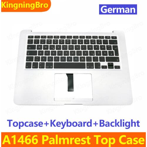 Original A1466 German Keyboard with Backlight with Topcase For Macbook Air 13" A1466 Palmrest Top Case 2013 2014 2015 2017 Years
