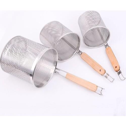 New Kitchen Stainless Steel Colander Food Sieve Noodle Dumplings Subnet Basket Filter Fryer Fries Dryer Cooking Basket ZM716