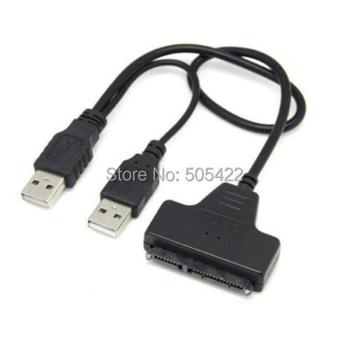 New Hard Disk Drive SATA 7+15 Pin 22 to USB 2.0 Adapter Cable For 2.5 HDD Laptop 500pcs/lot
