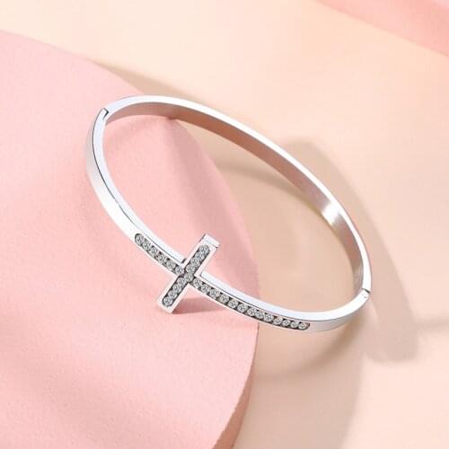 Charm Women Cuff Bangles Cross Crystal Bracelets For For Girls Sister Wife Friendship Jewelry