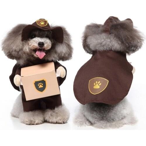 Halloween Cat Dog Clothes Funny Cosplay Porter Man Costume Suit Winter Warm Dog Coat Outfits for Chihuahua Yorkies Perros