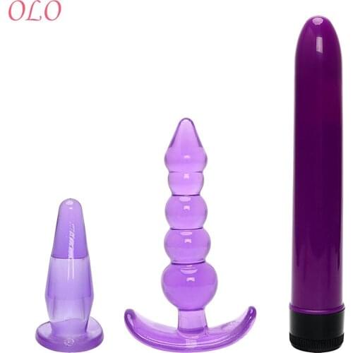 OLO G Spot Stimulate Anal Beads 3PCS Dildo Vibrator Butt Plug Prostate Massage Sex Toys for Women Female Masturbation