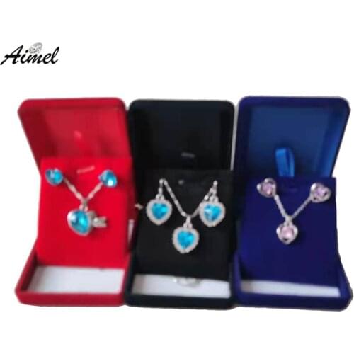 Sale Velvet Pendant Jewelry Display Box Study Storage Case Wedding Birthday Necklace Earring Jewelry Organizer Gift Box 10Pcs
