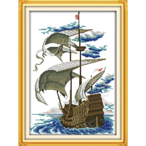 Sailing boat(3) cross stitch kit 18ct 14ct 11ct count printed canvas stitching embroidery DIY handmade needlework