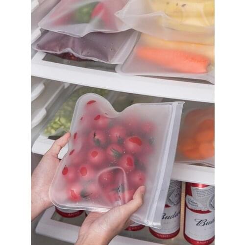 Food Storage PEVA Containers transparent Fresh Bags sealing Silicone Reusable Lunch Fruit Leakproof Cup Freezer