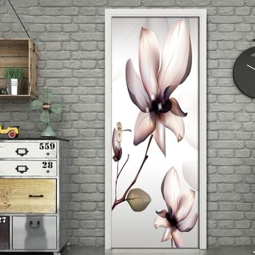 PVC Self-adhesive Wallpaper Modern Flowers Door Sticker Poster For Living Room Bedroom Home Decoration Mural Wall Art Stickers