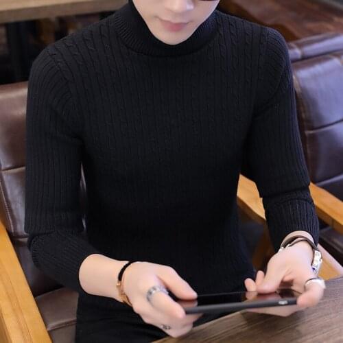 S-2XL Winter High Neck Thick Warm Sweater Men Turtleneck Brand Mens Sweaters Slim Fit Pullover Men Knitwear Male Double collar