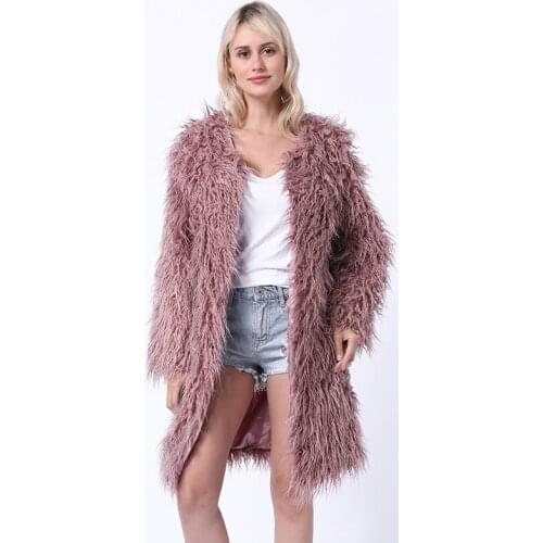 Savabien NEW Fluffy Solid Long Sleeve Faux Fur Coat Elegant Vintage Luxury Long Fake Fur Jacket Winter Festival Coats Streetwear