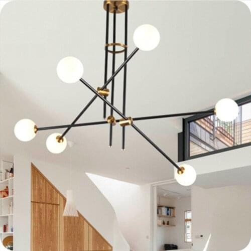 Northern Europe Post Modern Café Conference Room Bar Counter Round Glass Sphere Wrought Iron Led Glass Molecule Minimalist A