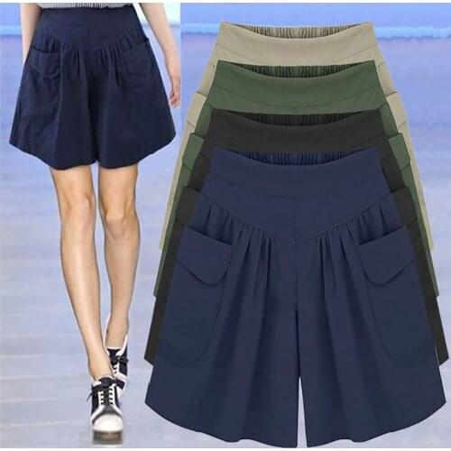 Spot Plus Fat Plus Size WomenS Loose Shorts Summer Casual Elastic Waist Wide Legs Thin Hot Pants Women