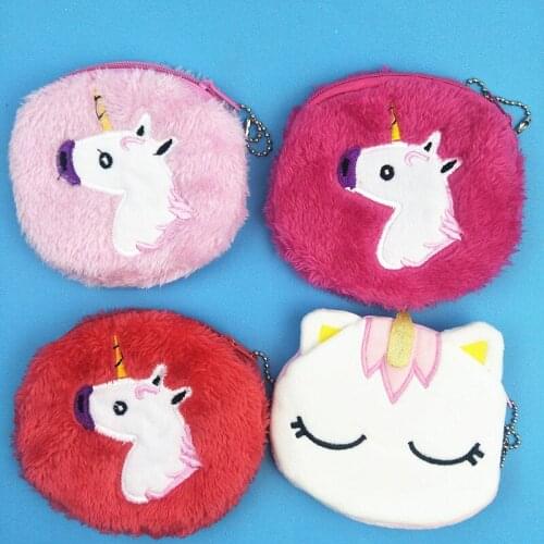 M350 Cute Coin Wallet Cartoon Unicorn Plush Coin Purse Cloth Girl Women Student Gift Wholesale