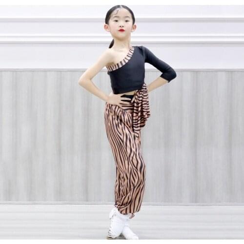 Latin Practice Wear Zebra Girls Set Tango Dance Wear Stage Costume Designer Clothes Salsa Dancing Outfit Modern Dancewear DL7684