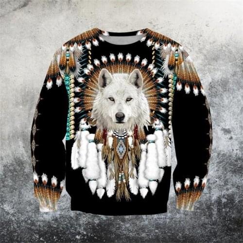 Native Indian Wolf 3D Printed Hoodies men Harajuku Fashion Hooded Sweatshirt Autumn Unisex Casual hoodie sudadera hombre YDA15