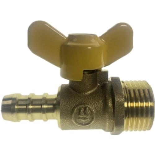 12mm Hose Barb x 1/2" BSP Male Thread Two Way Brass Ball Valve For Oil Water Air