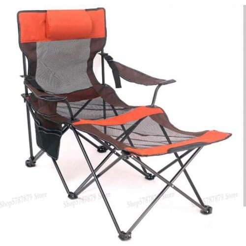 Outdoor folding chair ultralight portable beach back leisure lounge chair fishing stool lunch break bed nap simple chair