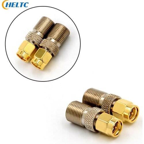 1 Pcs Connector F Type Female Jack To SMA Male Plug Straight RF Coaxial Adapter Connector Gold Tone