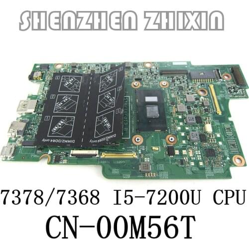 Yourui For DELL Inspiron 13 7000 7368 7378 7569 7579 Laptop Motherboard With i5-7200U mainboard 15264-1 CN-00M56T 00M56T DDR4 ok