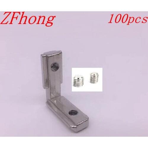 100pcs 20 series T Slot L Shape Interior Corner Connector Joint for 2020 Aluminum Profile Accessories Bracket with m5 screw