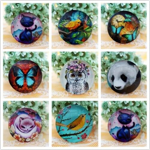 2PCS/lot Round 40MM Animal Glass Cabochon for make bracelet necklace Jewelry for women earring pins brooch craft supply