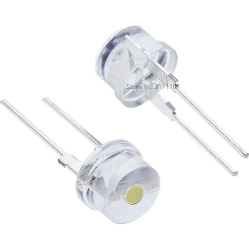 20PCS/LOT F8 8mm LED Transparent White light-emitting diode (The hat shaped) DIP LED Diode