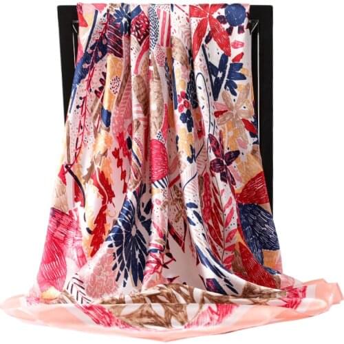 2021 Summer Popular Silk Scarves Female Print Square Bandanna Luxury Brand Dustproof Kerchief Fashion 90X90CM Sunscreen Shawl
