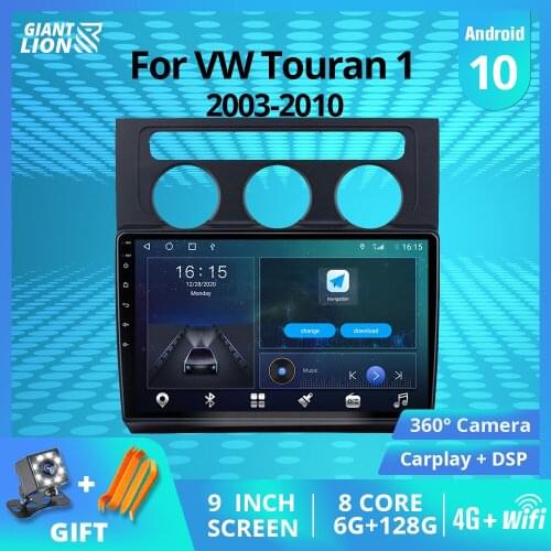 2DIN Android10.0 Car Radio For Volkswagen Touran 1 2003-2010 Auto Radio GPS Navigation Stereo Receiver DSP Car Multimedia Player