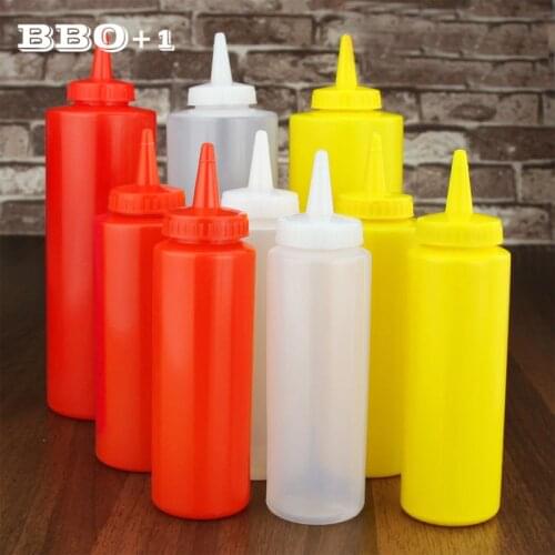 3pcs Kitchen Plastic Squeeze Bottle Condiment Dispenser Sauce Vinegar Oil salad jam seasoning spice jar bottle Random color