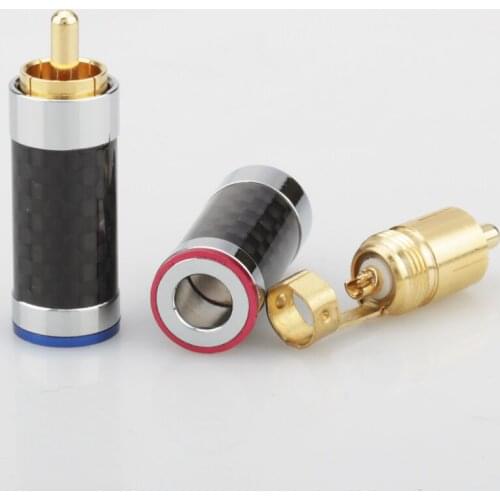 4PCS Audiocrast R008 High Quality carbon fiber RCA Jack Gold Plated interconnect cable connector plug signal connector plug