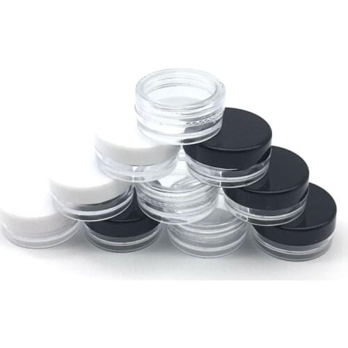 50Pcs 2/3/5Gram Cosmetic Sample Empty Container Plastic Round Pot Screw Cap for Make Up Eye Shadow Nail Powder Paint Jewelry
