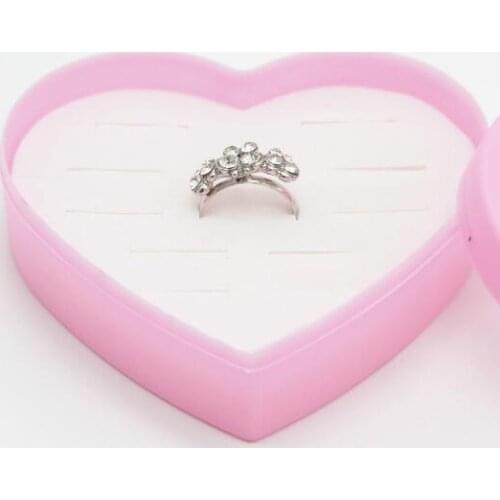 576pcs/lot Acrylic Pink Heart Shape Ring Earrings Boxes 12 Holes Jewelry Display Package Storage Case Jewelry Organizer Gift Box