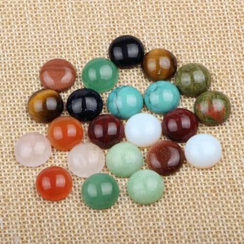 60 pieces/lot) mix colors round dome flatback natural stone cabochon 12mm diy accessories for jewelry making