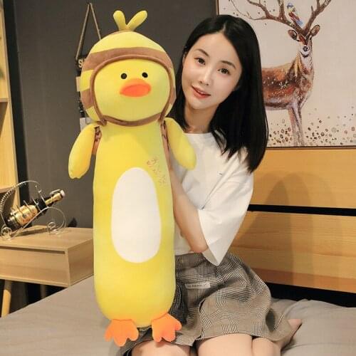 70cm Plush Yellow Duck Soft Stuffed Animal Toy Sofa Cushion Stuffed Long Pillow Plush Toys Duck Dolls for Kids Xmas Gift