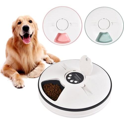 New Round Timing Feeder Automatic Pet Feeder 6 Meals 6 Grids Cat Dog Electric Dry Food Dispenser 24 Hours Feeding Pet Supplies