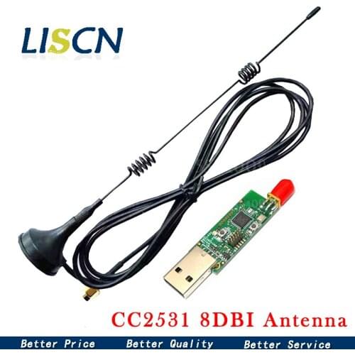 Wireless Zigbee CC2531 2540 Sniffer Bare Board Packet Protocol Analyzer USB Interface Dongle Capture Packet Module +8DBI Antenna