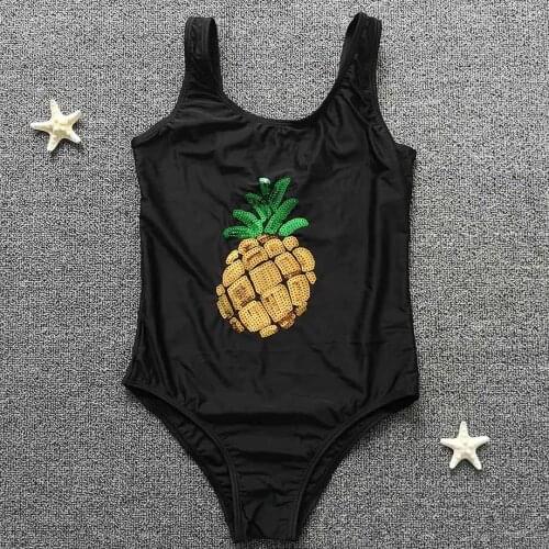 7-14 Years Girl Swimsuit Kids One Piece Children Swimwear Girls Sequins Pineapple Swimming Bathing Suit Teenager Girl Swim Wear