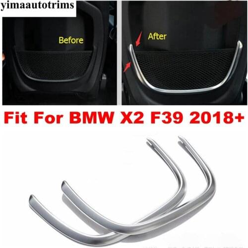 For BMW X2 F39 2018 2019 2020 Back Seat Net Bag Decoration U Stripe Frame Molding Cover Kit Trim ABS Matte Accessories Interior