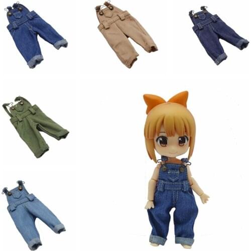 1PCS Fashion Dolls Denim Overall Bib Pants for OB 11 Molly doll 1/8 1/12 BJD Doll Clothes Accessories
