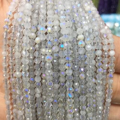 Natural Glitter Stone Cut Beads 2mm 3mm 4mm Characteristic Angle Cut Small Beads Aurora Gemstone DIY Jewelry Accessories 16 Inch