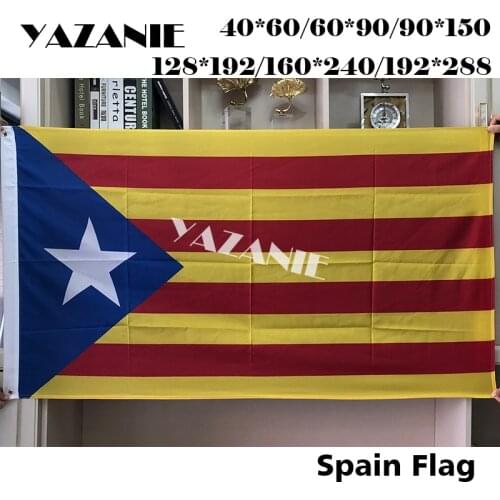 YAZANIE Spain Independent Catalonia Blue Star Flags Estelada Blava Spanish World Country National Polyester Flags and Banners
