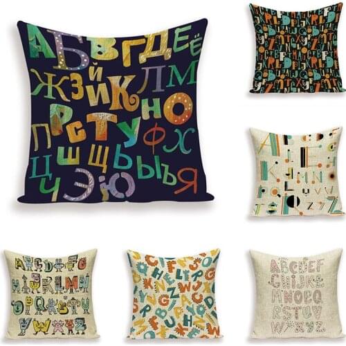 Geometric Cushion Cover Colorful Letters Home Decoration Modern Pillow Case farmhouse Decor Cushions Covers Flax Pillows Cases